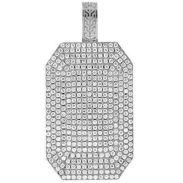 14K Yellow Solid Gold Mens Diamond Custom Made Pave Set Dog Tag Pendant 5.50 Ctw